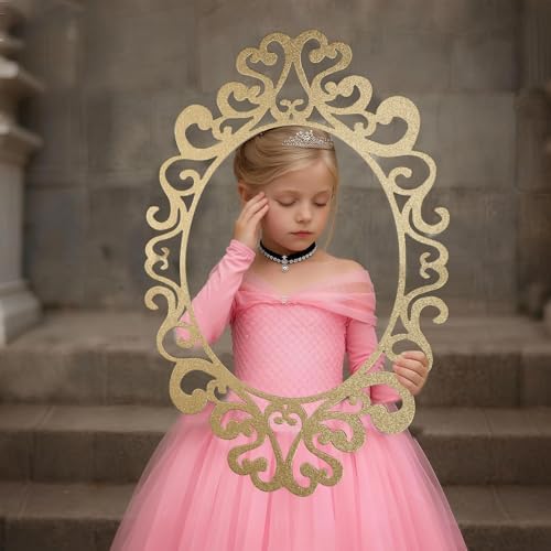 Aurelema Princess Mirror Photo Booth Props 15 x 23 Inches, Gold - Image 6