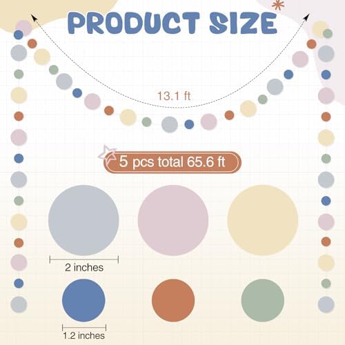Outus 5 Pieces Dot Garland Banner Hanging, Boho Color - Image 2
