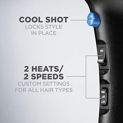 Conair Turbo 1875W Hair Dryer,Ionic Blow Dryer,Diffuser Hair-Dryer for Frizz F-ree Curls&Waves,Fast-Dry-Hair Dryers for Women,Hair-Dryer with Diffuser,Hair-Diffuser&Concentrator,Blue/Black,(Pack of 4) - Image 3