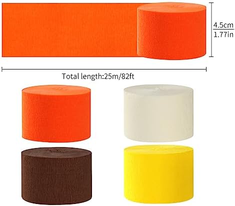 Yellow-Beige Orange-Brown Fall Party-Decorations Streamers - 8 Rolls Boho Autumn Baby Shower Thanksgiving Harvest Crepe Tissue Paper Streamer,Birthday Bridal Bachelorette Wedding Garland Panduola - Image 2