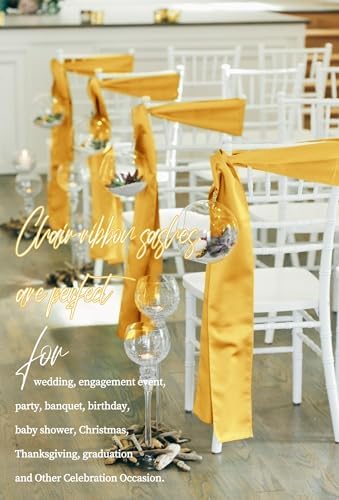 fani 120 PCS Satin Chair Sashes, 7x78 Inch, Gold - Image 6