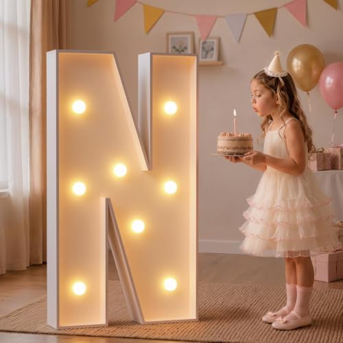 imprsv 3FT Marquee Letters, Mosaic Light Up Letters for Birthday Baby Shower Wedding Engagement Party Backdrop Decor, Large Marquee N for Party Decorations by Letsmakeitimpressive