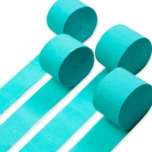 PartyWoo Teal Crepe Paper Streamers 4pcs 328 FT Teal Streamers by PartyWoo
