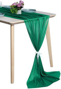 Pack of 10 Chiffon Table Runners 29 x 120 Inch, 10FT Long - Emerald Green by MDS