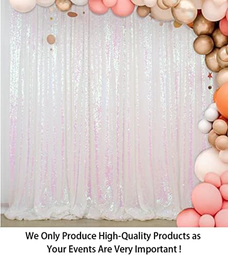 ShinyBeauty Photo Booth Backdrop - Iridescent White Sequin 8FTX10FT Sparkle Backdrop for Baby Shower & Birthday - Image 2