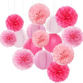 Light-Hot Pink Party-Decorations Paper-Flowers Lanterns - 15pcs Graduation Girl Birthday Decor Tissue Pom Poms Streamers, Bridal Baby Shower Wedding Bachelorette Valentine Hanging Supplies Hugfond by Hugfond