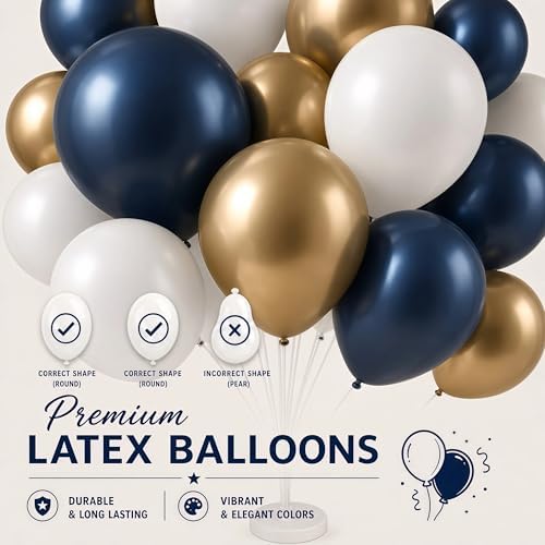 Balloon Column Kit for Floor- Set of 2,Balloon Columns with Stand, Base and Pole,Balloon Tower Backdrop Decoration for Wedding, Baby Shower, Birthday Party, or Bachelorette Parties (BLUE GOLD) - Image 5