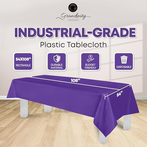 Grandipity Plastic Table Cloth Disposable 12 Pack 54” x 108” Rectangle - Image 2