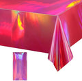 1 Pack Hot Pink Iridescence Plastic Tablecloths Shiny Disposable Laser Rectangle Table Covers Holographic Foil Tablecloth Iridescent Party Decorations Birthday Bridal Wedding Christmas, 54 x 108 Inch by EnjoyYourFunnyParties