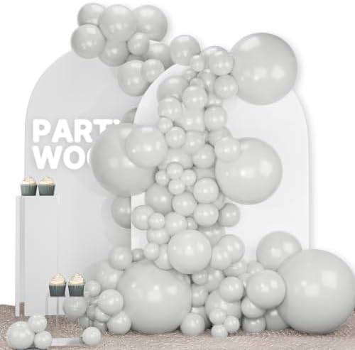 PartyWoo Grey Balloons 140pcs Light Pastel Pale Gray Color Different Sizes by PartyWoo