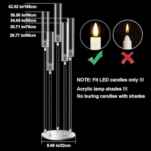 42.5inch 10pcs Acrylic Candelabra Centerpieces for Tables 5 Arms Wedding centerpieces for Decorations - Image 2