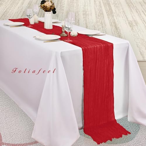 6 Pack Red 10FT Cheesecloth Table Runner Rustic Gauze Fabric Cheese Cloth Table Runner for Wedding Bridal Baby Shower Table Decor Boho Sheer Birthday Party Table Decorations 20 x 120 Inch Long - Image 4