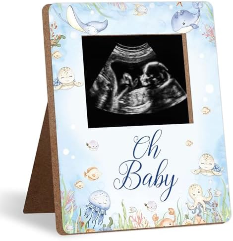 Under the Sea Baby Shower Decoration Frame, Oh Baby Party Decorations, New Mom Expecting Parents-to-Be Keepsake Gifts, Pregnancy Milestone Keepsake, Gender Reveal Gifts by Unknown