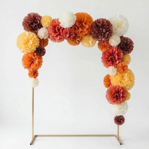 PapaKit 20pc Burnt Orange Tissue Paper Pom Poms - Earthy Garden Party Decorations for Wedding, Boho Baby Shower, Birthday Backdrop and Floral Hanging Decor by PapaKitCreativeDecoration