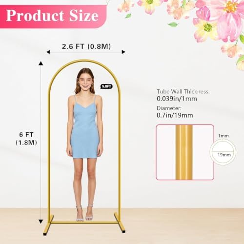 6 FT Metal Arch Backdrop Stand, Party Balloon Arch Stand - Image 3