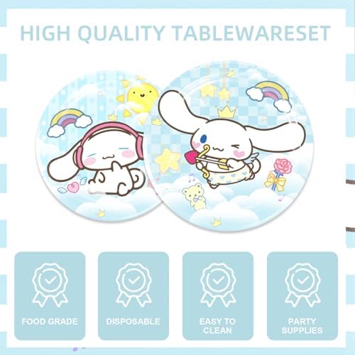 141Pcs Cinna-morolls Parties,Cinna-morolls Party Tableware Party Disposable Dinnerware Plates Cups Napkins for Cinna-morolls Baby Shower Party Decoration Supplies,Serves 20 - Image 3