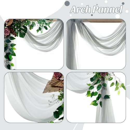 Pack of 2 Wedding Arch Drape Panel Fabric 30" x 50ft - Grey - Image 5