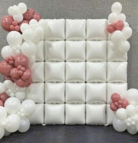 50pcs White Square Foil Balloons Wall Backdrop with 79pcs White Balloon Garland Arch Kit, Double Sided Balloon Tunnel for Birthday Anniversary Wedding Engagement Baby Shower Prom Decorations - Image 5