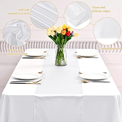 12 Pack White Satin Table Runner 12 x 108 Inch Long Premium Table Runners for Wedding Party Events Decoration, Birthday Parties, Banquets Decorations, Graduations, Engagements - Image 3