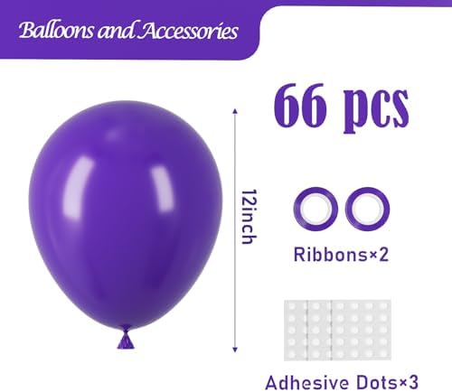 Voircoloria 66pcs Dark Purple Deep Purple Latex Party Balloons, 12inch - Image 2