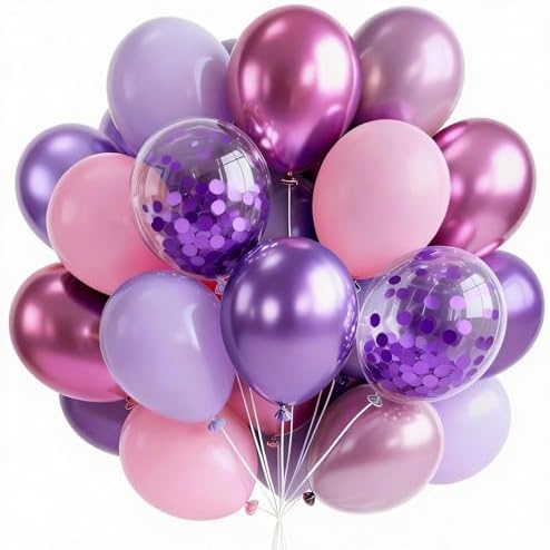 PartyWoo Pink and Purple Balloons 66pcs 12 Inch Pink Purple Balloons by PartyWoo