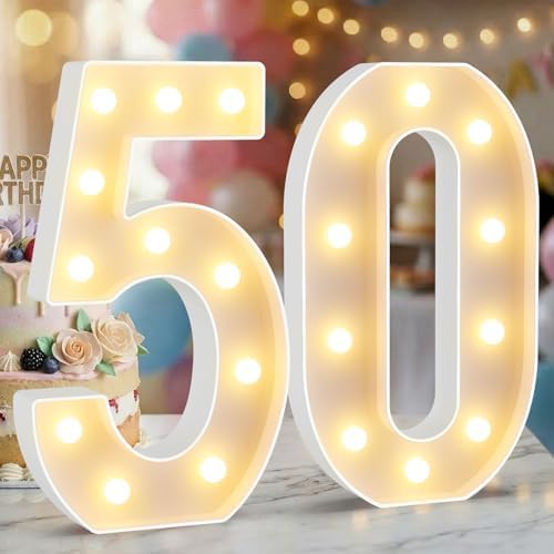 12.6 Inch Marquee Light Up Numbers 50 for Party Decorations by NANXU
