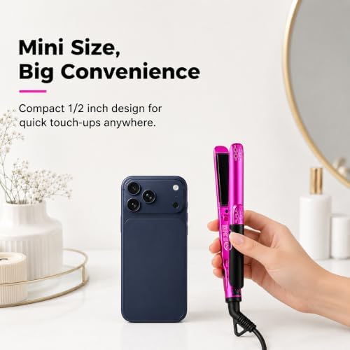 1/2 Inch Mini Flat Iron Adjustable Temps, Dual Voltage for Travel - Image 3