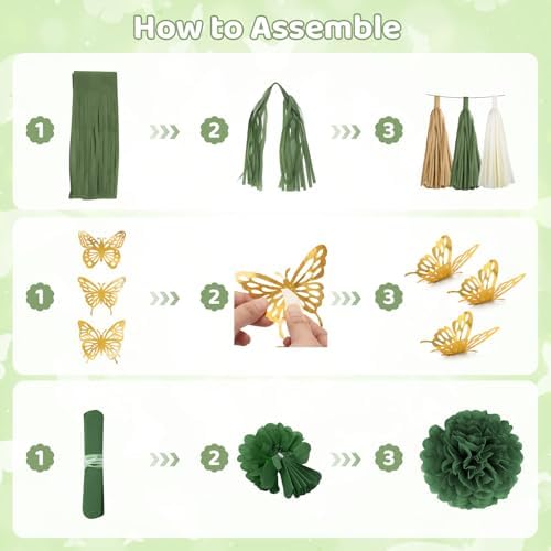 Sage Green Birthday Party Decorations for Women Girl Happy Birthday Banner - Image 4
