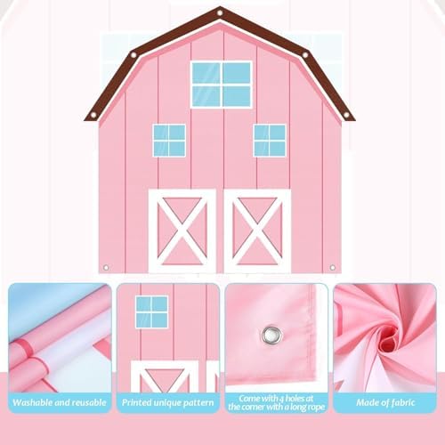 Farm Animals Party Decoration Set Farmhouse Backdrop Cowgirl Balloon Garland Arch Kit Farm Photography Background Farmer Theme Cow Balloons Photo Booth Decor for Birthday Baby Shower Party Supplies - Image 3