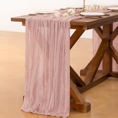 Pink Cheesecloth Table Runner Fall Boho Wedding Birthday Party Home Decor - Image 5