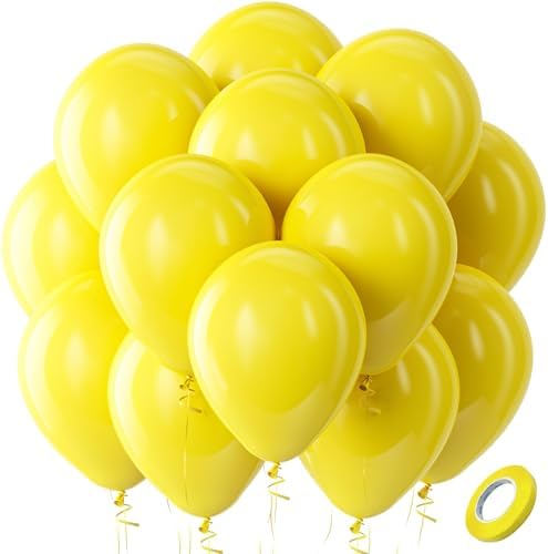 Bezente Yellow Latex Party Balloons 100 Pack 12 inch by Bezente