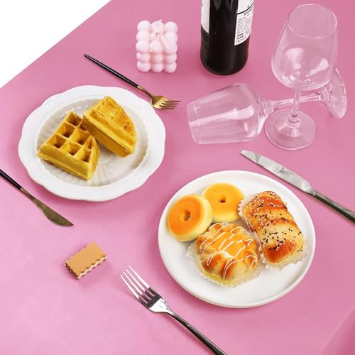 TURSTIN 8 Pack Pink Satin Tablecloth 102 x 58 Inch Overlay Table Cove - Image 5
