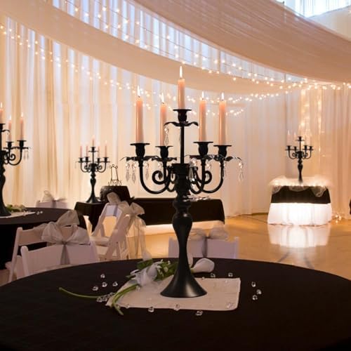 20''Tall Crystal Pendant Taper Candle Holders/Stylish Candle Stands/Candlesticks Holder/Candelabra for Home Decor, Weddings/Parties/Elegant Dining Table Centerpiece (4, Black) - Image 6