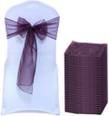 MDS Pack of 125 Organza Chair Sashes for Wedding & Event Décor – Plum by MDS