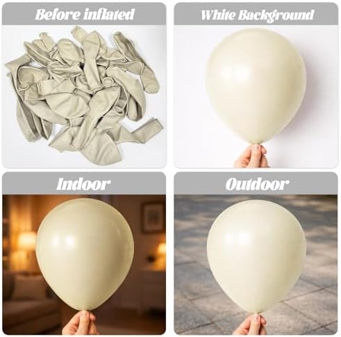 Voircoloria 90pcs White Sand Balloons Garland Arch Kit, 18 12 10 5 Inch - Image 3