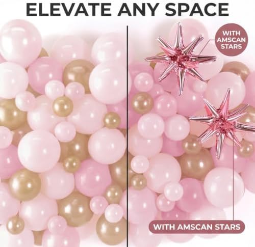 Rose Gold Starburst Balloon Clusters - Pink White Champagne Mix, Pack of 3 - Image 5
