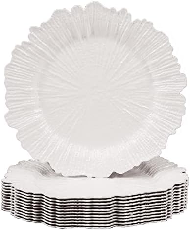 MAONAME White Charger Plates Set of 12, Reef Chargers for Dinner Plates by MAONAME