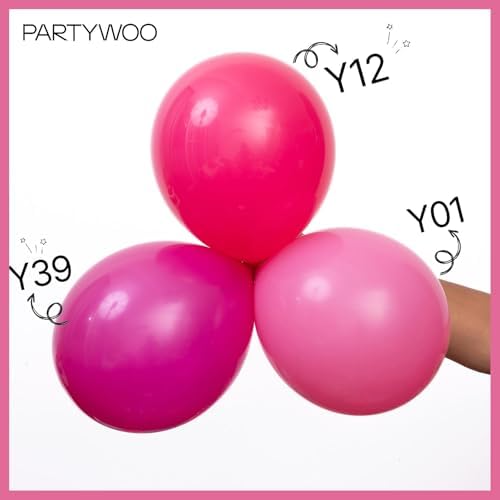PartyWoo Hot Pink Balloons 140pcs Magenta Fuchsia Dark Pink Different Sizes - Image 4