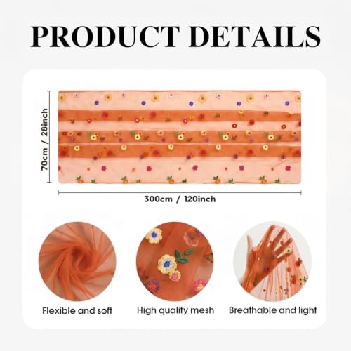 Artoid Mode Caramel Daisy Gauze Table Runner 120 Inch 10FT - Image 6