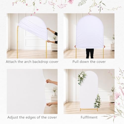 3 Pack Arch Backdrop Stand (4FT/5FT/6FT), Metal Arch Frame Stand with Cover - Image 6