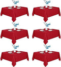 Fitable 6 Pack Red Square Tablecloths 70x70 Inch for 2-4 Ft Tables by Fitable