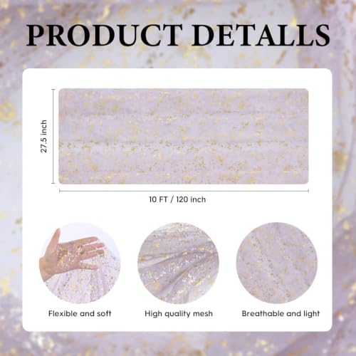 Artoid Mode 6Pcs Grayish Purple Gauze Gold Table Runner 10FT, Glitter Metallic Foil Sheer Dining Wedding Anniversary Holiday Table Decor for Home Party - Image 7