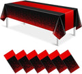MASHAN 6Pcs Black and Red Tablecloth Party Decorations,Plastic Black Table Cloth Printed Red Table Runner Disposable Rectangle Cover for Birthday Weeding Anniversary Graduation Party,54 x108 Inch by MASHAN