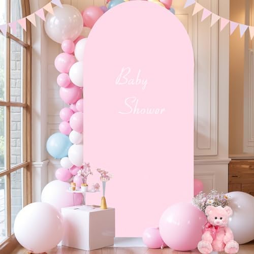 7.2 ft Arch Backdrop Cover Pink - Double-Sided Spandex Arch Covers Stretchy Backdrop for Balloon Arches Birthday Party Baby Shower Banquet Wedding Photo Background - Image 6