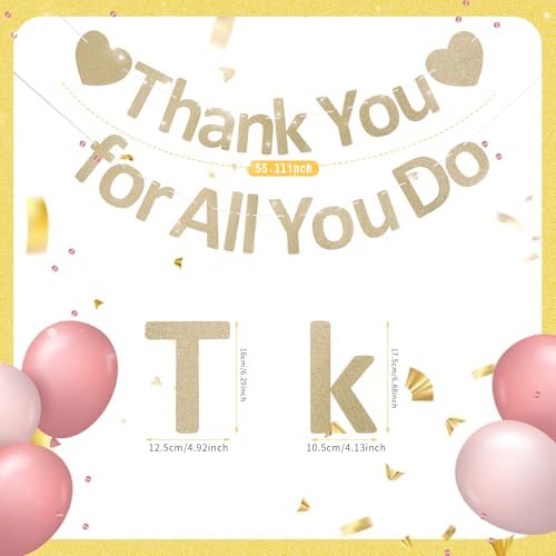 Thank You Banner Appreciation for Employee Appreciation Decorations Teacher Thanks Volunteer Events Office School Organization Thank You Parties (Champagne Gold) - Image 3