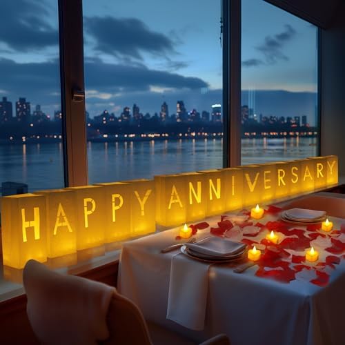 Homemory Anniversary Light Up Luminary Bags Letters with 24 Tea Lights - Image 3