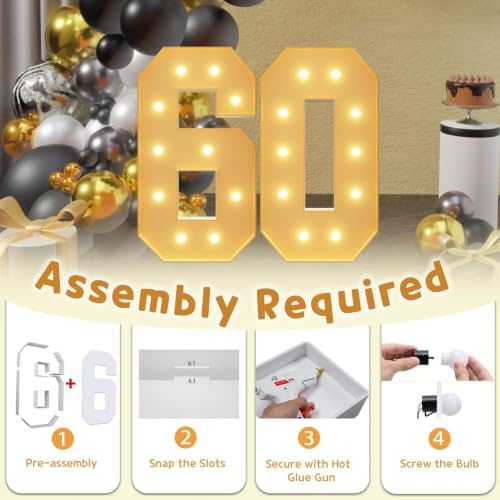 imprsv 60 Marquee Numbers, 4FT Light Up Numbers for 60th Birthday Decor - Image 3