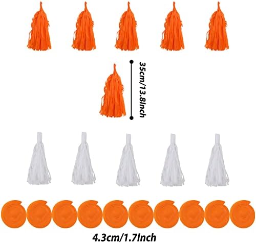 ZERODECO Party Decorations, 41 Pcs Orange Papar Fans Pompoms Garlands String Tissue Paper Tassel for Halloween New Years Spring Festival Wedding Birthday Party - Image 6