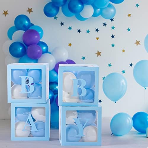 Voircoloria Baby Balloon Boxes with Letters, Blue, 4 Transparent Boxes - Image 4