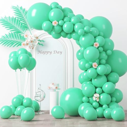 Voircoloria 130pcs Teal Balloons Garland Arch Kit, 18 12 10 5 Inch by Voircoloria